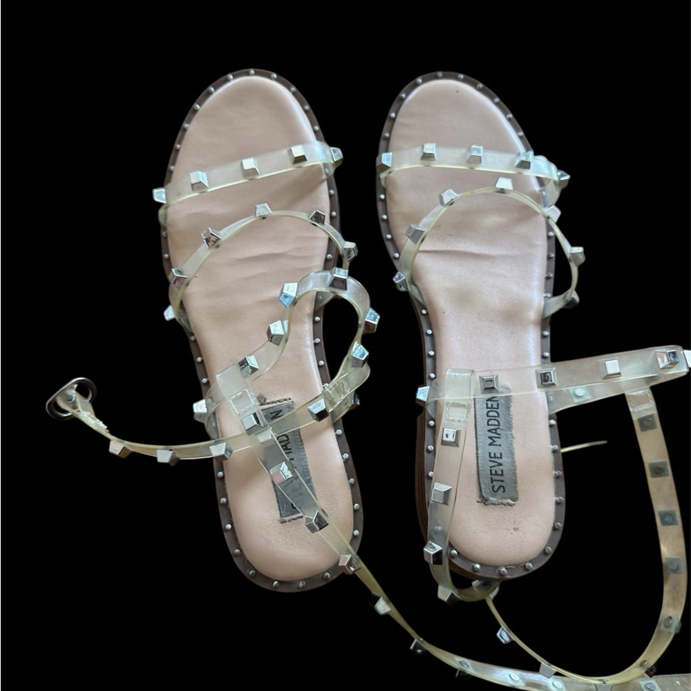 Steve Madden Clear Studded Sandals used once size 38 in like new condition